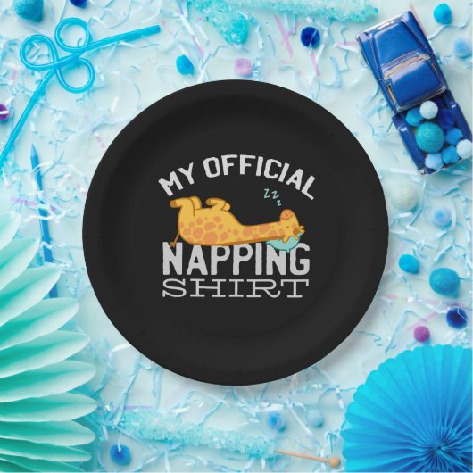 Mein offizielles Shirt - Lazy schlafend Giraffe Pappteller (Party)
