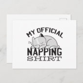 Mein offizielles Shirt - Lazy schlafende Katze Postkarte (Vorne/Hinten)