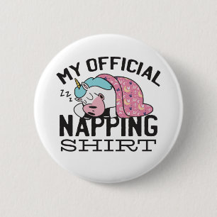 Mein offizielles Shirt - Lazy sleeping Unicorn Button
