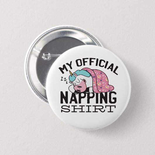Mein offizielles Shirt - Lazy sleeping Unicorn Button (Vorne & Hinten)