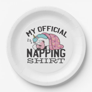 Mein offizielles Shirt - Lazy sleeping Unicorn Pappteller