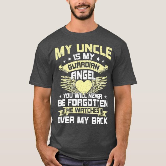 Mein Onkel ist mein Wächter Angel Oncle Memorial T-Shirt (Vorderseite)