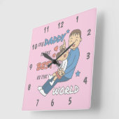 Mein Papa ist der Niedlichste Vatertag Quadratische Wanduhr (Winkel)