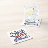 Mein Papa ist ein heißer Mechaniker Rechteckiger Pappuntersetzer (Vor Ort)