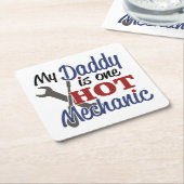 Mein Papa ist ein heißer Mechaniker Rechteckiger Pappuntersetzer (angewinkelt)