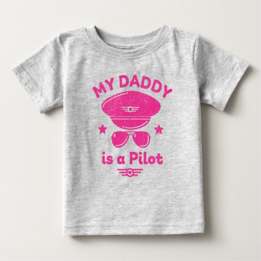 Mein Papa ist ein Pilothather grau Baby T-shirt (Vorderseite)