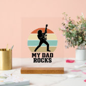 Mein Papa rockt Vintage-Gitarre-Sonnenuntergang-Sh Acrylschild (Hochzeit)