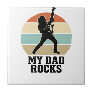 Mein Papa rockt Vintage-Gitarre-Sonnenuntergang-Sh Fliese