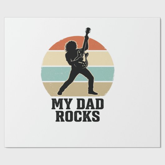Mein Papa rockt Vintage-Gitarre-Sonnenuntergang-Sh Geschenkpapier (Flach)