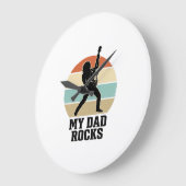 Mein Papa rockt Vintage-Gitarre Sonnenuntergang Sh Große Wanduhr (Winkel)