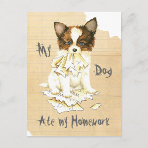Mein Papillon Ate meine Hausaufgaben Postkarte