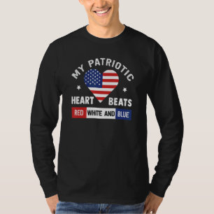 Mein Patriotisches Herz schlägt rot weiß und blau  T-Shirt