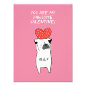 Mein pawsome Valentine Niedlicher Mops & Red Heart Fotodruck (Vorne)