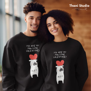 Mein pawsome Valentine Niedlicher Mops & Red Heart Sweatshirt