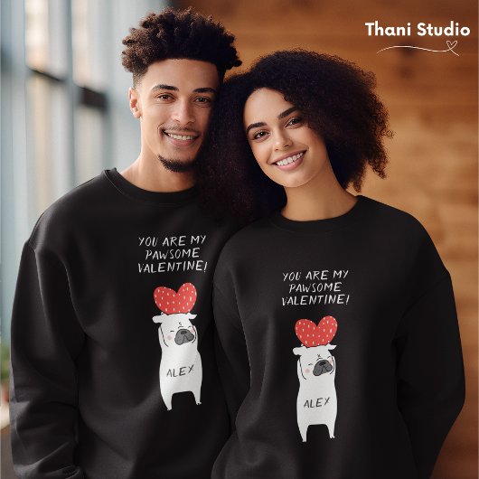 Mein pawsome Valentine Niedlicher Mops & Red Heart Sweatshirt