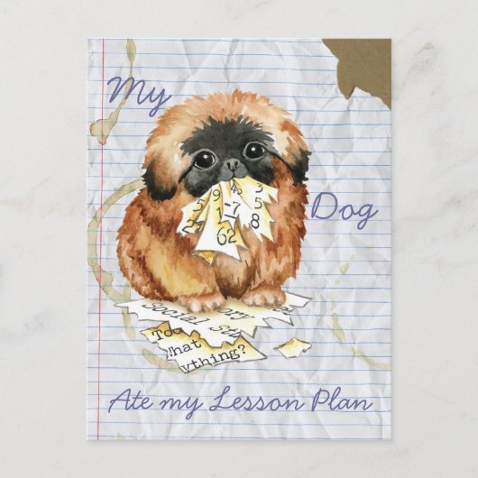 Mein Pekingese Ate my Lessingplan Postkarte (Vorderseite)