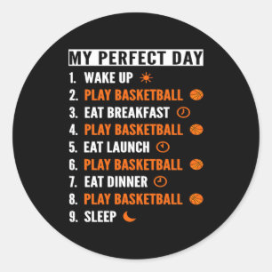 Mein perfekter Tag Basketball Cooles T-Shirt Runder Aufkleber