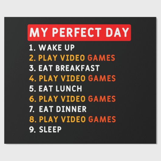 Mein perfekter Tag - Videospiele Geschenkpapier (Flach)