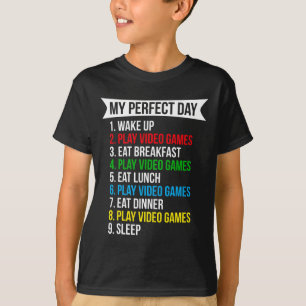 Mein perfekter Tag Videospiele Lustig Cooler Gamer T-Shirt