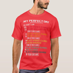 Mein perfekter Tag Videospiele Lustig Cooler Gamer T-Shirt