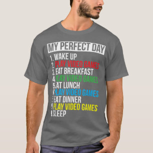Mein perfekter Tag Videospiele Lustig Cooles Gamer T-Shirt