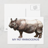 MEIN PET RHINOCEROS POSTKARTE (Vorne/Hinten)