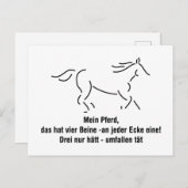 Mein Pferd das hat vier Beine Lustiger Spruch Postkarte (Vorne/Hinten)
