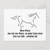 Mein Pferd das hat vier Beine Lustiger Spruch Postkarte (Vorderseite)