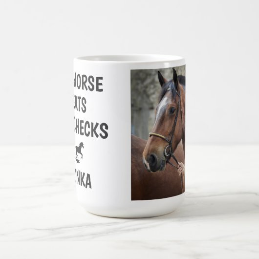 Mein Pferd isst Paychecks - Foto Funny Reittier Kaffeetasse (Mittel)