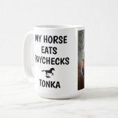 Mein Pferd isst Paychecks - Foto Funny Reittier Kaffeetasse (Vorderseite Links)