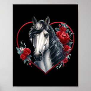 Mein Pferd ist mein Valentinstag Graues Pferd Rose Poster