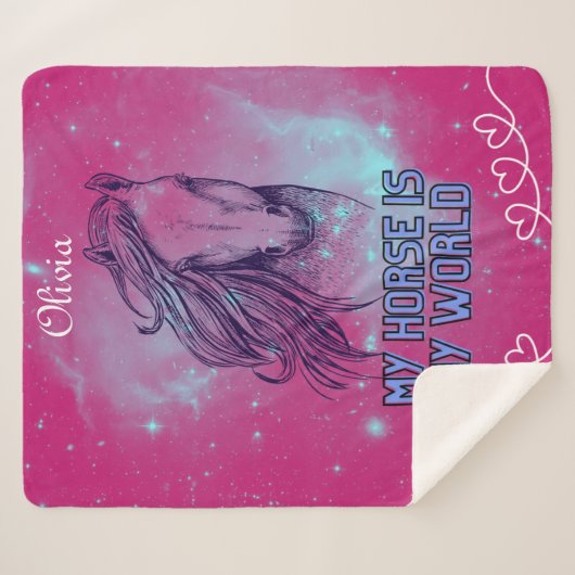 Mein Pferd ist meine Magenta Sherpadecke (Vorderseite (Horizontal))