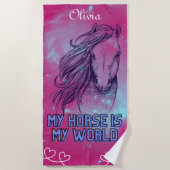 Mein Pferd ist meine Magenta Strandtuch (Vorderseite)