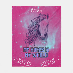 Mein Pferd ist meine Welt Magenta Fleecedecke