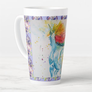Mein Pferd Regenbogen Einhorn Aquarell Latte Tasse