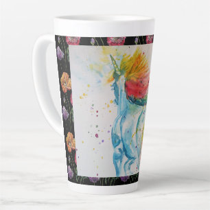 Mein Pferd Regenbogen Einhorn Aquarell Latte Tasse