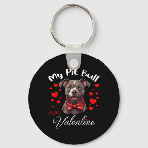 Mein Pit Bull ist mein Valentins Hundeliebhaber Va Schlüsselanhänger