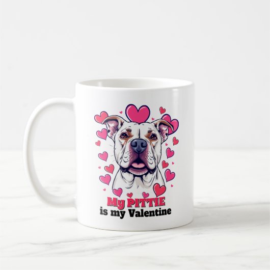 Mein Pitbull ist mein Valentinhund Niedlich Funny Kaffeetasse (Links)