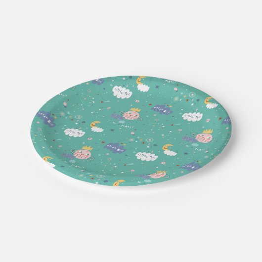 Mein Planet träumt ein großes Muster Pappteller (Schrägansicht)