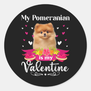 Mein Pomeranian-Hund ist mein Valentinsliebhaber G Runder Aufkleber