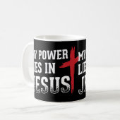 Mein Power liegt in Jesus kreuzen Gott Christliche Kaffeetasse (Vorderseite Links)