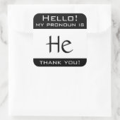 Mein Pronomen ist HE Quadratischer Aufkleber (Tasche)