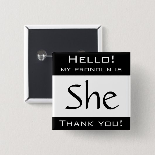 Mein Pronomen ist SIE Button (Vorne & Hinten)