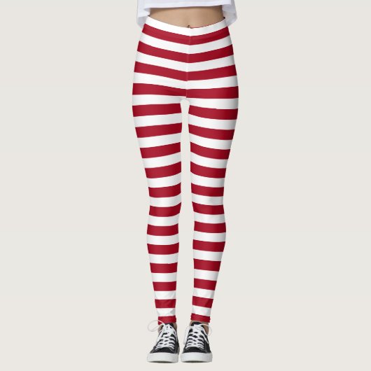 Mein Ragdoll ~ rote u. weiße Streifen Leggings (Vorderseite)