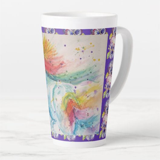 Mein Rainbow Unicorn Wasserfarbe Latte Tasse (Rechte Ecke)