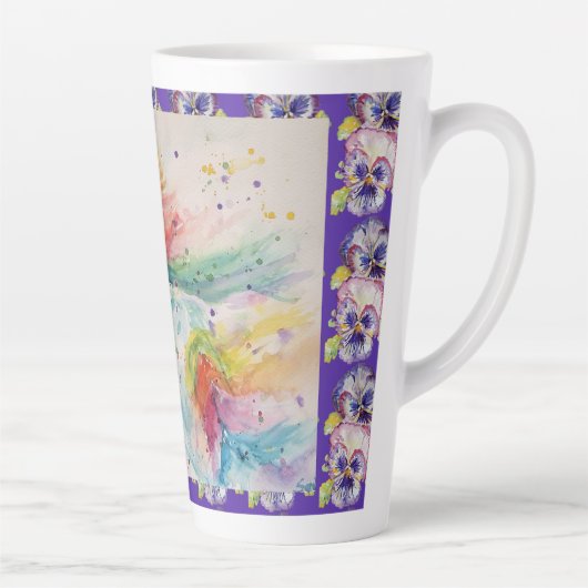 Mein Rainbow Unicorn Wasserfarbe Latte Tasse (Rechts)