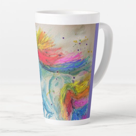 Mein Rainbow Unicorn Wasserfarbe Latte Tasse (Rechte Ecke)