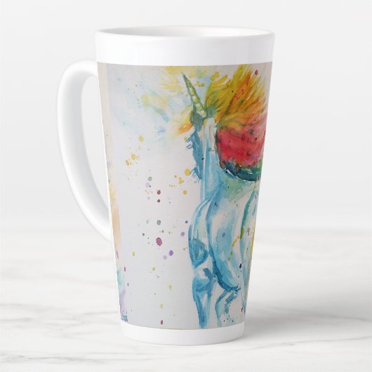 Mein Rainbow Unicorn Wasserfarbe Latte Tasse (Linke Ecke)