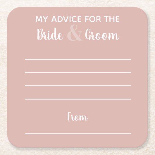 Mein Rat für Braut & Bräutigam rosa Spaß Rechteckiger Pappuntersetzer (Vorderseite)