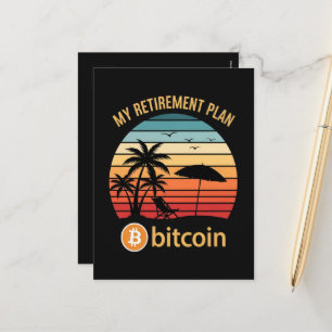 Mein Rentenplan Bitcoin Strand Sonnenuntergang Feiertagspostkarte